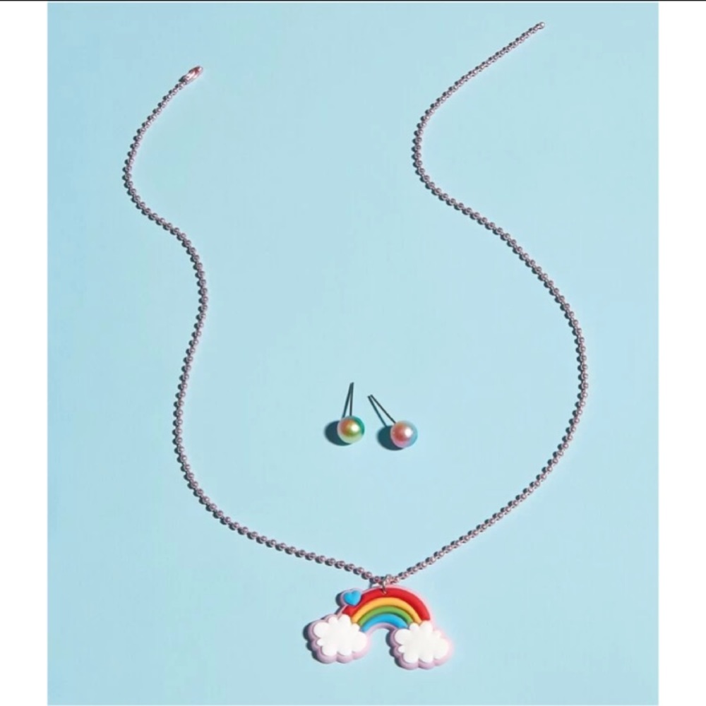 🌈 Awesome Colorful Rainbow Necklace and Earrings Set 🌈